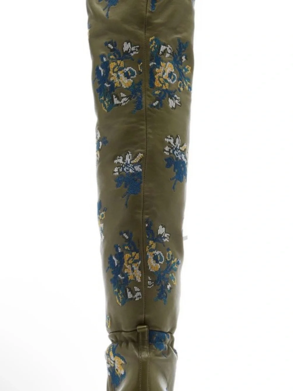 Tory Burch Green Floral Slouch Knee-High Women's Boot